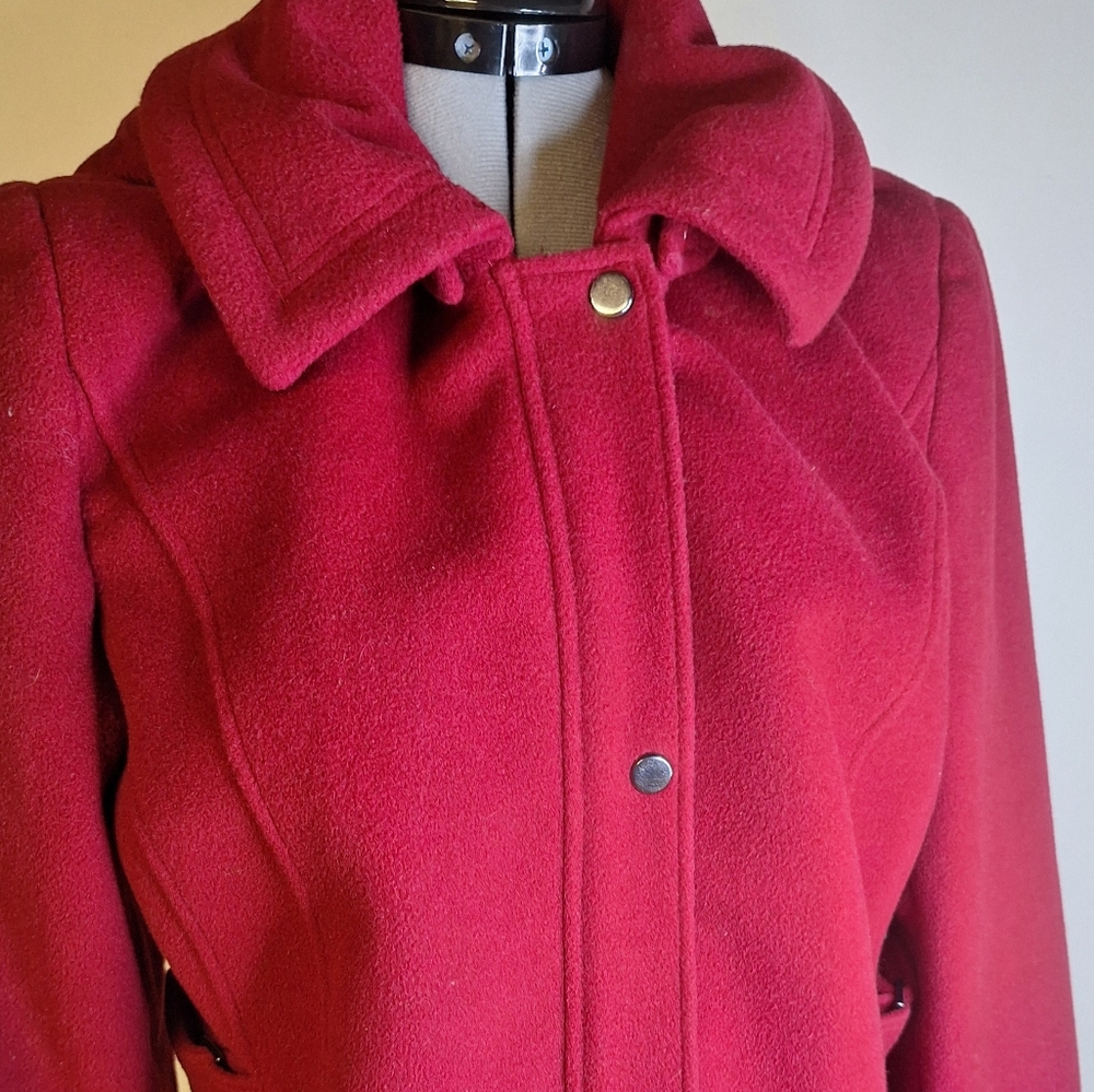 St. John's Bay Dark Red Wool Pea Coat  Size Med